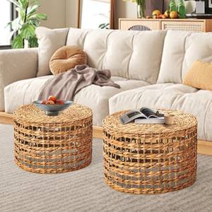 Table d'appoint moderne en jacinthe d'eau, prix le plus bas, tables d'appoint naturelles, vente en gros, tissage à la main - Product Image 6