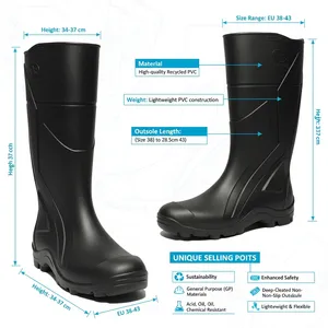 Bottes de sécurité AP TERRA GP, imperméables, en PVC, robustes, antidérapantes, chaussures de travail en caoutchouc noir, hauteur genou, style été - Product Image 5