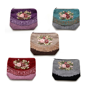 High Quality Fashion Holders Luxury Wholesale <b>Purse</b> With Zipper Hand-Sewn Rose Ribbon Lace Fabric From Vietnam - Product Image 1