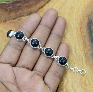 Bracelet réglable en argent sterling 925 avec onyx noir, bijoux en pierres précieuses faits à la main, cadeau de mode pour femmes - Product Image 6