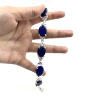 Bijoux afghans bracelet à maillons en lapis-lazuli naturel multi ovales en argent sterling 925 bijoux unisexes bracelet ethnique spirituel