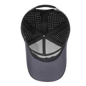 Custom Embroidery Logo 7 Panel Trucker Hat Laser Perforated Breathable Adjustable Curved Baseball Trucker Cap - Product Image 5