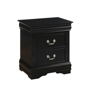 Classic <b>Black</b> Wooden Nightstand with 2 Drawers, Solid Wood <b>Bedside</b> <b>Table</b> for Bedroom, Hotel, Apartment Use - Product Image 2