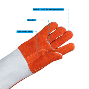 Venta al por mayor de guantes de seguridad de cuero dividido de vaca antideslizante antiestático Industrial soldadura guantes de trabajo para las industrias - Product Image 5