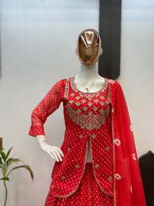 RAKHI THEEJ SAVAN NAVARATRI TEMPORADA NUESTRA EXCLUSIVO ESTAMPADO GEORGETTE COSTADO COMPLETO LEHENGA CHOLI - Product Image 3