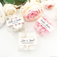 Transparent Petit Cube En Plastique Acrylique Bonbons pour Faveurs De Sucre De Mariage pour Afficher Sushi Nouilles Pommes De Terre Chips Bébé Nourriture Autre