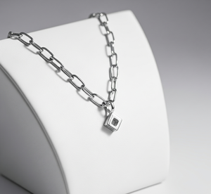 Collar minimalista moderno con colgante de oro plateado y rodio 925, uso diario Unisex de alta calidad con cadena de eslabones, regalo de moda - Product Image 3