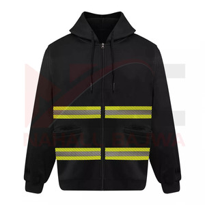 Hi Vis Seguridad industrial Reflectante Ropa de trabajo para hombres Sudadera con capucha Logotipo personalizable Chaqueta de algodón de poliéster impermeable Función de flash LED - Product Image 4