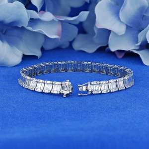 High Quality 14k Solid White Gold Genuine Natural 10.75ct <b>Diamond</b> Emerald Cut and Baguette Tennis <b>Bracelet</b> VS Quality Drop Ship - Product Image 2