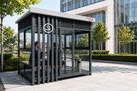 Cabina de Fumadores Móvil Personalizable para Exteriores |   Área de Fumadores Pública de Acero Inoxidable para Fábrica, Oficina, Almacén, Escuela, Instalación Rápida