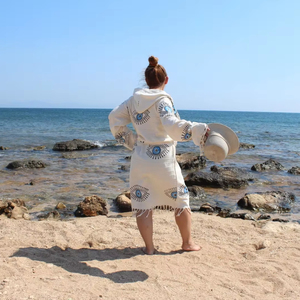 Lux Eye Albornoz de algodón turco Bata Negligee Secado rápido Manga larga Albornoz suave Mujeres Hombres Buena calidad Hogar Sauna Playa Spa - Product Image 1