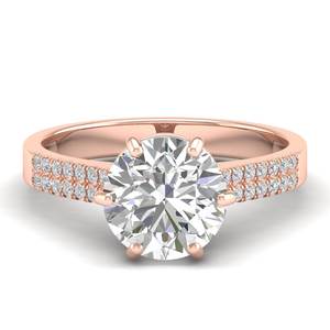 Anillos de Compromiso Solitario de Diamante Cultivado en Laboratorio CVD de Corte Redondo de 2.8 Quilates, Oro Sólido de 14K Personalizable REYES, Joyería Fina para Mujer - Product Image 6