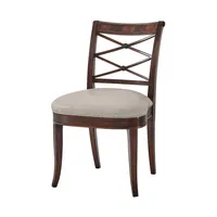 Chaise d'appoint, structure en bois sculpté à la main, dossier et assise rembourrés, chaise d'appoint pour bureau à domicile et salle d'étude