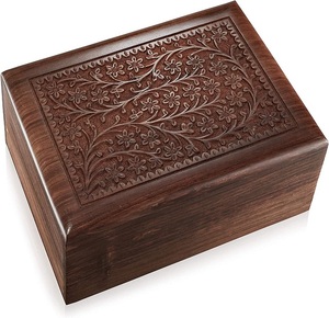 Urna Floral tallada a mano de palisandro, urna conmemorativa de cremación - Product Image 1