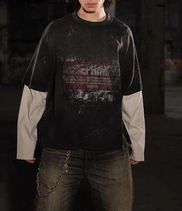 Chemise pour homme en tissu French Terry, coupe ample et évasée, manches longues, logo personnalisé imprimé à l'écran. - Product Image 6