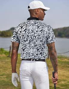 Chemise de golf décontractée personnalisable pour homme, motif camouflage, logo frontal, séchage rapide, évacuation de l'humidité, manches courtes, tissu tricoté - Product Image 3