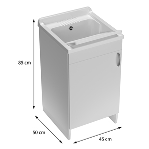Mobile Bagno Mongardi in Legno con Lavabo in Resina e Installazione Rubinetto Forabile, Resistente agli Acidi, 45L - Product Image 3