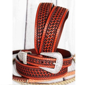 เข็มขัดหนังวัวตะวันตกพร้อมลายดอกไม้และการระบายสีสำหรับผู้ผลิตชั้นนำผลิตตามสั่ง - Product Image 1