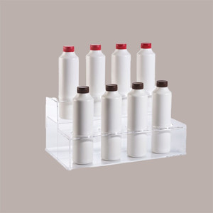 Transparent 8-Slot <b>Ladder</b> Display Stand with 45x25.5H21 cm for Storage Trays - Product Image 3