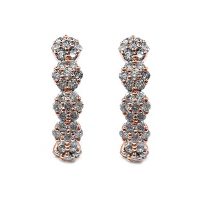 Boucles d'oreilles créoles en or rose massif 18 carats avec diamants véritables, design élégant, haute qualité, vente en gros, cadeau de mariage pour femme, idéal pour les fêtes - Product Image 1