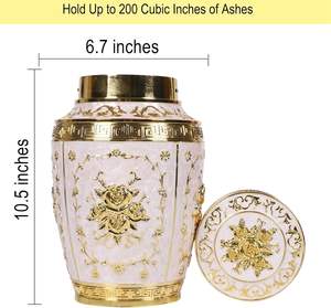 Urne pour Cendres Humaines Femme Adulte-Urne de Crémation Fleur Rose Maman-Urne Funéraire pour Femme en Alliage de Zinc (Or) - Product Image 3