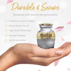 White Keepsake <b>Urn</b> - <b>Small</b> <b>for</b> <b>Human</b> <b>Ashes</b> with Box & Bag Included - Mini <b>Urn</b> <b>for</b> <b>Ashes</b> - Perfect Memorial <b>Urn</b> - Honor - Product Image 4