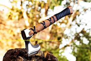 ขวานไวกิ้งทำด้วยมือด้ามไม้และเหล็กดามัสกัสคาร์บอนสูงสำหรับตั้งแคมป์กลางแจ้ง DIY และอุตสาหกรรม - Product Image 3