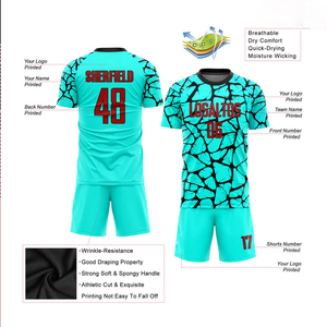 Vente en gros de maillots de football à sublimation rouge-noir Aqua personnalisés, uniformes de conception personnalisée pour le football et le sport - Product Image 2