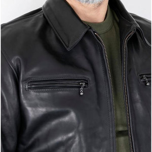 Veste de course en cuir de bonne qualité, faible MOQ, style streetwear, veste de moto, veste en cuir résistante au vent pour hommes - Product Image 3