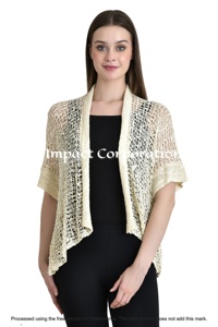 European American <b>UK</b> Women Plus Size Popcorn Crochet Breathable <b>Kimono</b> Trendy Open Knit Lightweight Customized Size Cardigan - Product Image 2