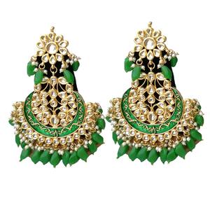 Boucles d'oreilles pendantes géométriques plaquées or ethniques tendance, ensemble Tikka, perles décoratives, base en alliage durable, vêtements de mariée, fête, mode - Product Image 3