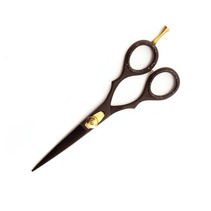 Ciseaux de coupe de cheveux de haute qualité couleur noire métal acier maison et ciseaux de Salon professionnel avec vis en or - Product Image 4