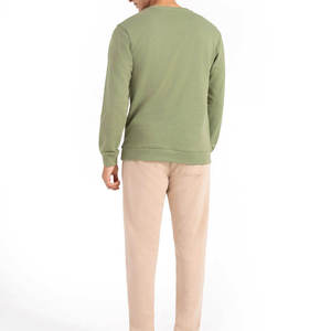 สเวตเชิ้ตใส่สบายสำหรับผู้ชายเสื้อสเวตเชิ้ตผ้าฝ้ายโอเวอร์ไซส์แบบลำลองปักไหล่ปล่อยปล่อย - Product Image 4