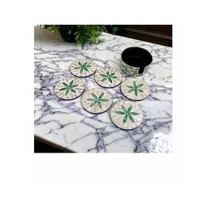 Dessous de verre moderne en forme de fleur, feuille, nacre, lot de 6 avec support pour thé, café et boisson, protection contre la chaleur, vaisselle froide - Product Image 1