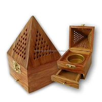 Brûleur d'encens antique en bois de séquoia Loban/Bakhoor/Dhoop/Batti, support d'encens indien naturel et biologique, anti-odeur, pour la maison, Falak World Export