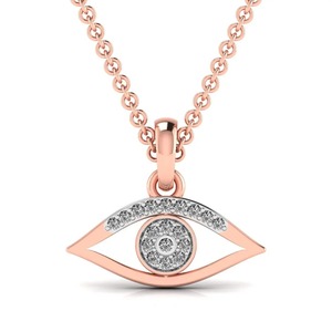 Colgante de oro con diamante de corte redondo en forma de ojo, 0.10 Ct, color E-F, VVS-VS, diamante cultivado en laboratorio, en oro de 14K, para uso diario, regalo. - Product Image 3