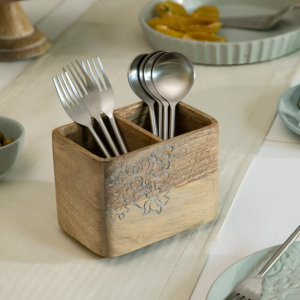 Porte-ustensiles en bois de conception décorative de fleur en gros pour mariage d'hôtel de restaurant à bas prix - Product Image 3