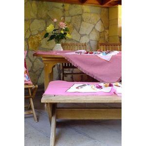 Juego de Manteles de Lino y Algodón de Lujo Hechos a Mano, Color Rosa y Blanco con Estampado Floral, 4 Piezas, Camino de Mesa y Fundas de Cojín para Uso Doméstico - Product Image 2