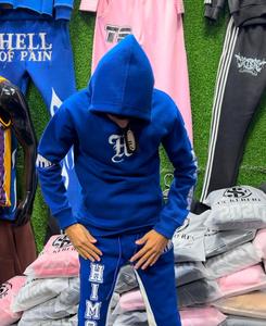 Sudadera personalizada con parche bordado en 3D y estampado de hojaldre para hombre, ropa de calle de talla grande, Sudadera con capucha lavada con ácido desteñida al sol y pantalón acampanado - Product Image 4