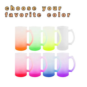 USA warehouse 16oz sublimazione Blanks boccali di birra logo personalizzato tazza bicchiere da birra trasparente smerigliato <span class=keywords><strong>colorato</strong></span> - Product Image 4