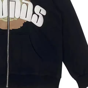 เสื้อฮู้ดผู้ชายผ้าฟลีซเนื้อหนาปักลายสำหรับฤดูหนาวผ้า3D คอตตอนสีทึบ100% พรีเมี่ยม - Product Image 5