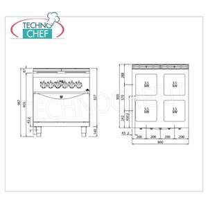 Cuisinière électrique 4 plaques avec four électrique GN 2/1 - Product Image 1