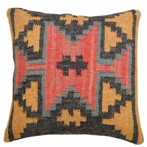 Handwoven yün jüt Kilim yastık örtüsü Ikat tasarım yastık kılıfı dekoratif kanepe atmak yastık örtüsü