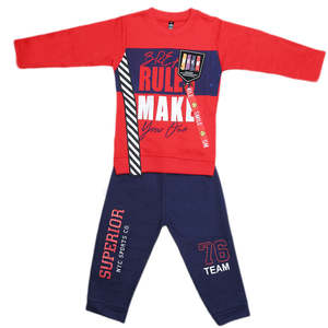 Costume 2 pièces à manches longues pour garçons - Rouge - Product Image 3