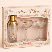 Shaker à cocktails en métal de luxe moderne et durable, motif Lapin de Pâques doré, coffret cadeau, ensemble personnalisable avec logo pour les fêtes de printemps