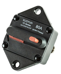 Interrupteur de protection contre les surcharges à réinitialisation manuelle série 16F, corps compact ; montage sur panneau ; étanche (IP67) ; bouton rouge, bouton de réinitialisation rouge - Product Image 1