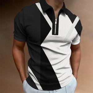 Haut décontracté à manches courtes imprimé en 3D pour hommes avec fermeture éclair pour polos de tous les jours avec bouton surdimensionné Jersey tissu taille 5XL - Product Image 6