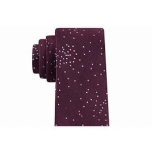 Cravatta da uomo Calvin Klein 100% seta, stile classico casual, stampa jacquard floreale, rosso scuro con pois, taglia regolare, confezione regalo - Product Image 2