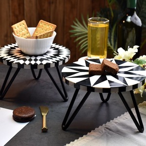 Soporte para Tartas de Metal con Incrustaciones de Hueso de Diseño Moderno y Vintage, Color Natural Ecológico, Soporte para Tartas de Mesa al Mejor Precio - Product Image 3