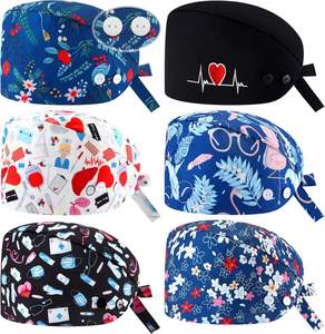 Gorro de enfermera con botón doble y banda para el sudor Vendaje elástico para gorros de enfermería con estampado médico unisex de Vaslcare - Product Image 1